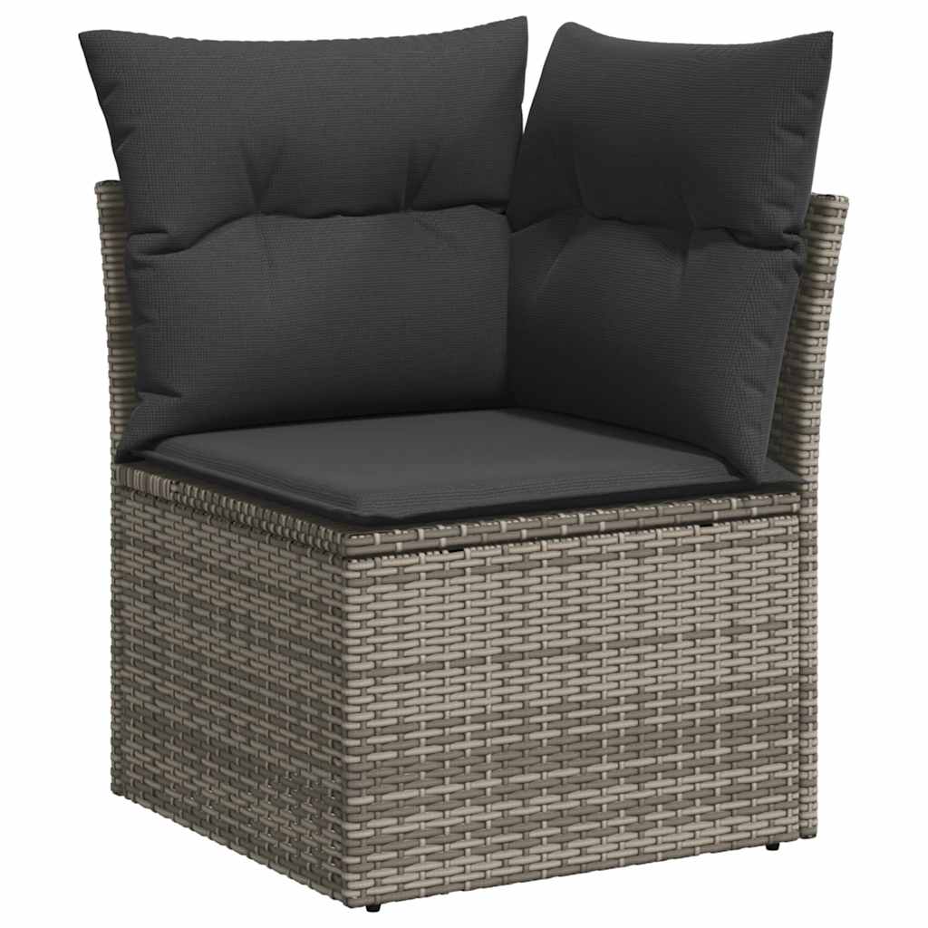 Set Divani da Giardino 11 pz con Cuscini in Polyrattan Grigio | homemem39