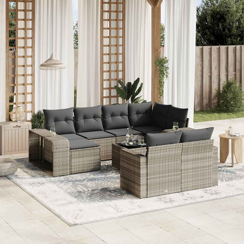Set Divani da Giardino 11 pz con Cuscini in Polyrattan Grigio | homemem39