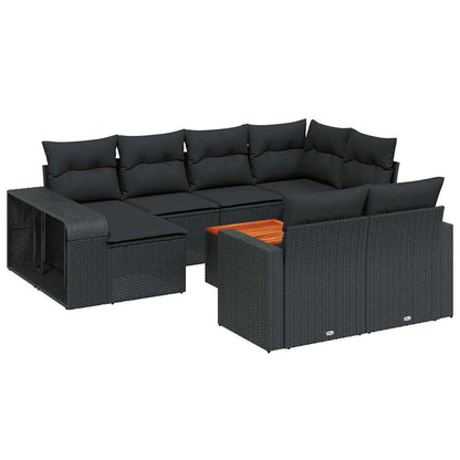 Set Divani da Giardino 11 pz con Cuscini in Polyrattan Nero | homemem39