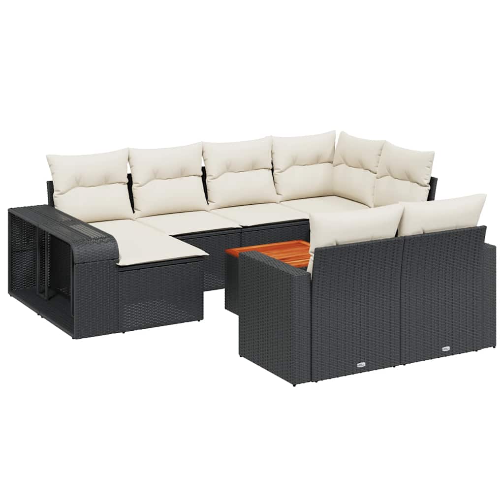 Set Divani da Giardino 11 pz con Cuscini in Polyrattan Nero | homemem39