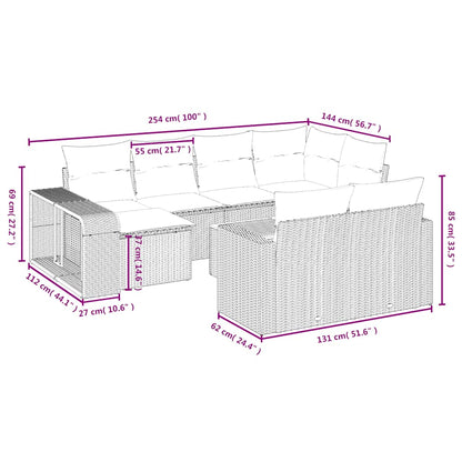 Set Divani da Giardino 11 pz con Cuscini in Polyrattan Nero | homemem39