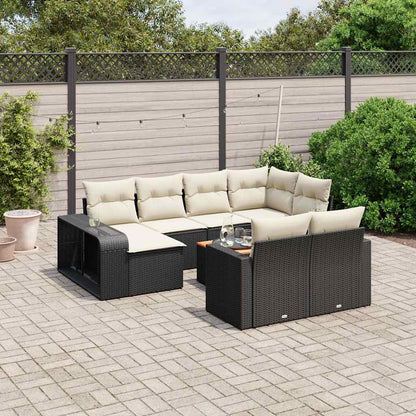 Set Divani da Giardino 11 pz con Cuscini in Polyrattan Nero | homemem39