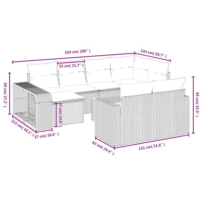 Set Divani da Giardino 11 pz con Cuscini in Polyrattan Grigio | homemem39