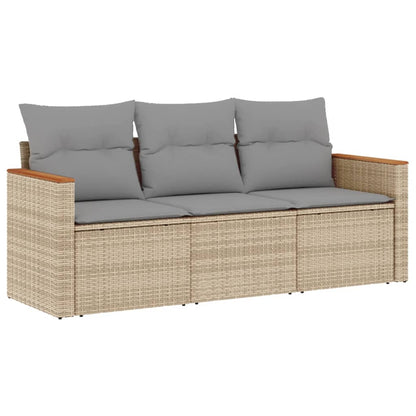Set Divano da Giardino 3 pz con Cuscini Beige Misto Polyrattan - homemem39