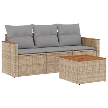 Set Divano da Giardino 4 pz con Cuscini Beige Misto Polyrattan - homemem39