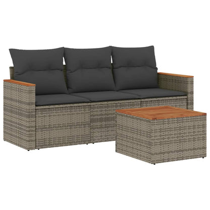 Set Divani da Giardino 4 pz con Cuscini in Polyrattan Grigio - homemem39