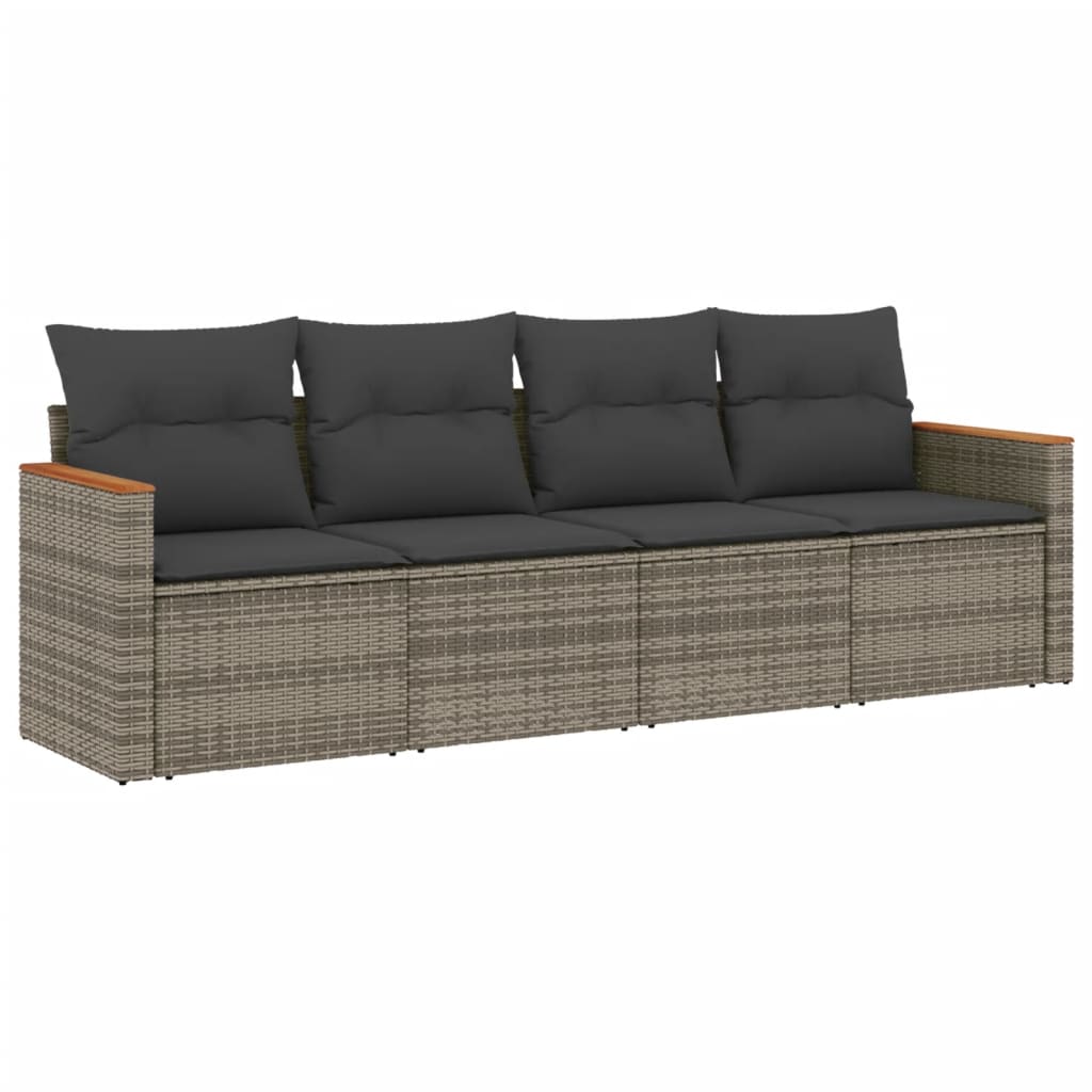 Set Divani da Giardino 4 pz con Cuscini in Polyrattan Grigio - homemem39