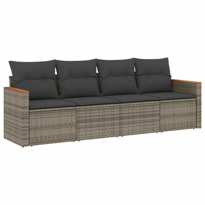 Set Divani da Giardino 4 pz con Cuscini in Polyrattan Grigio - homemem39