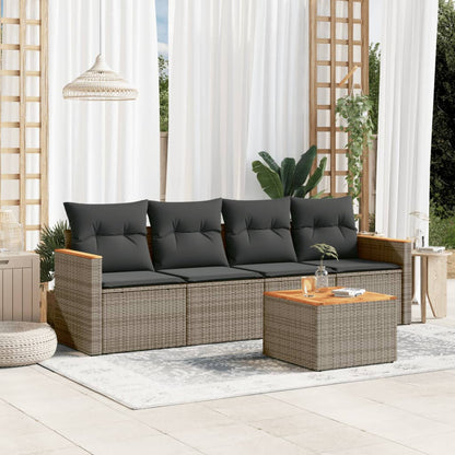 Set Divano da Giardino 5 pz con Cuscini Grigio in Polyrattan - homemem39