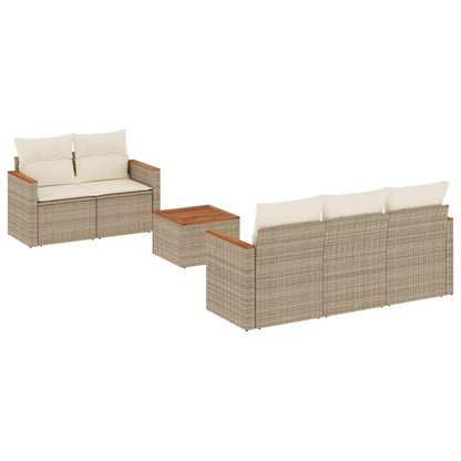 Set Divano da Giardino 6 pz con Cuscini Beige in Polyrattan - homemem39