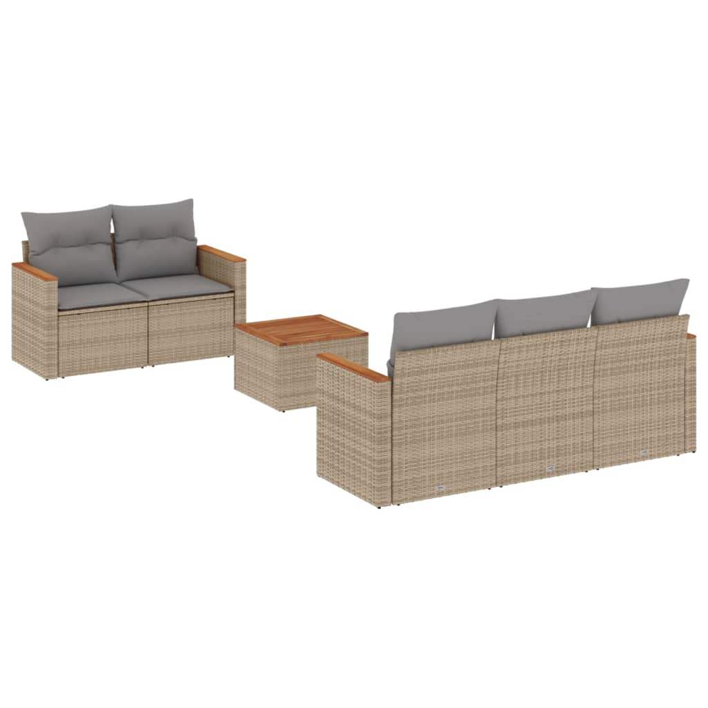 Set Divano da Giardino 6 pz con Cuscini Beige Misto Polyrattan - homemem39