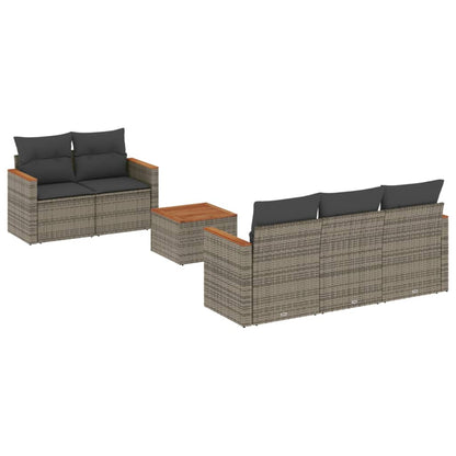 Set Divano da Giardino 6 pz con Cuscini Grigio in Polyrattan - homemem39