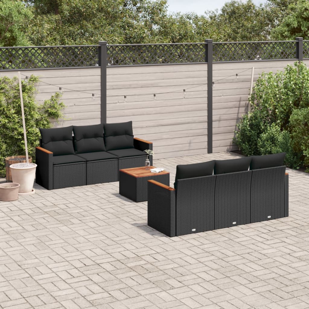 Set Divani da Giardino con Cuscini 7pz Nero Polyrattan - homemem39
