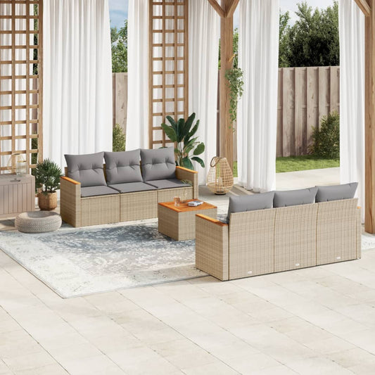 Set Divano da Giardino 7 pz con Cuscini Beige Misto Polyrattan - homemem39