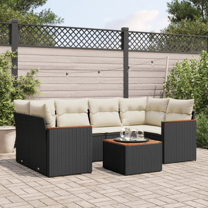 Set Divani da Giardino con Cuscini 7pz Nero Polyrattan - homemem39