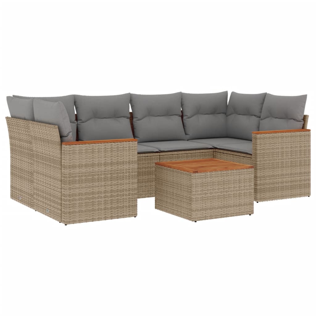Set Divano da Giardino 7 pz con Cuscini Beige Misto Polyrattan - homemem39
