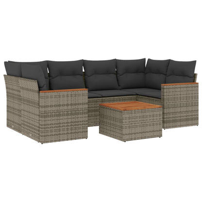 Set Divani da Giardino 7 pz con Cuscini Grigio in Polyrattan - homemem39