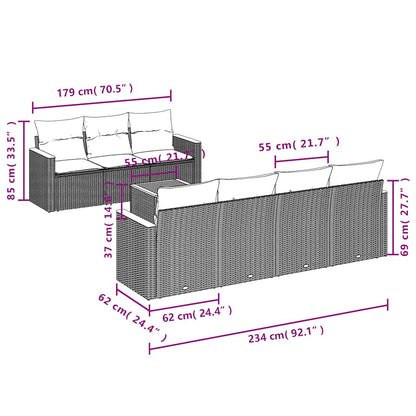 Set Divani da Giardino con Cuscini 8 pz Nero in Polyrattan | homemem39