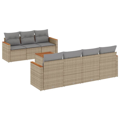 Set Divano da Giardino 8 pz con Cuscini Beige Misto Polyrattan - homemem39