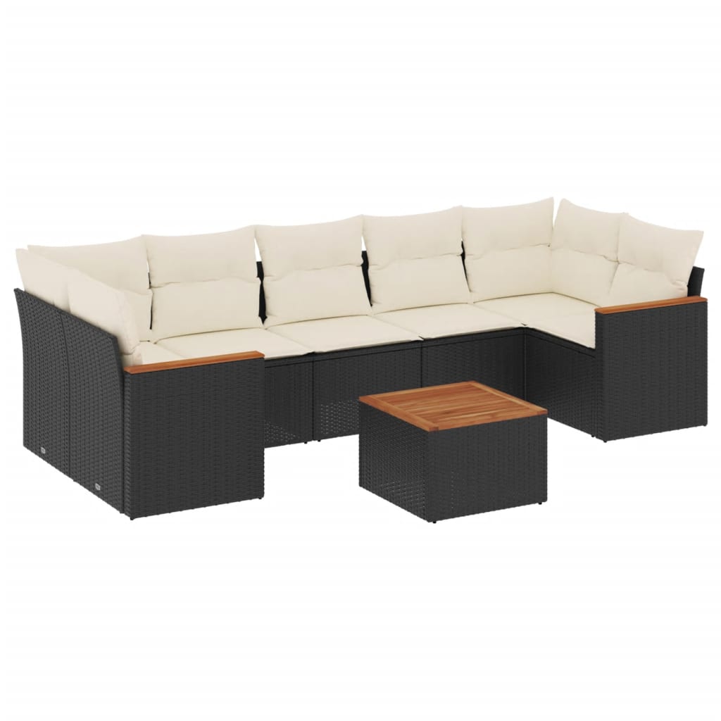 Set Divani da Giardino con Cuscini 8 pz Nero in Polyrattan | homemem39