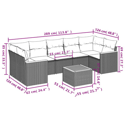 Set Divani da Giardino con Cuscini 8 pz Nero in Polyrattan | homemem39