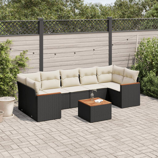 Set Divani da Giardino con Cuscini 8 pz Nero in Polyrattan - homemem39