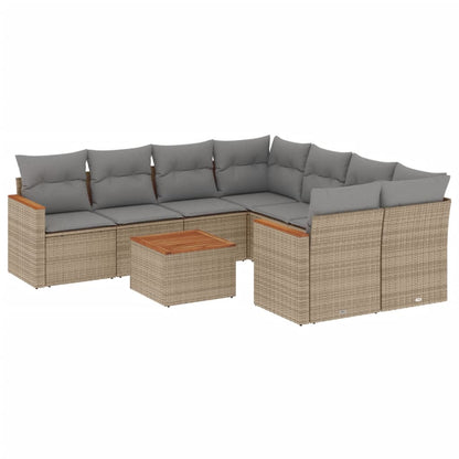 Set Divano da Giardino 9 pz con Cuscini Beige Misto Polyrattan - homemem39