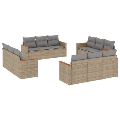 Set Divano da Giardino 12 pz con Cuscini Beige Misto Polyrattan - homemem39