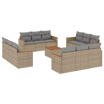 Set Divano da Giardino 13 pz con Cuscini Beige Misto Polyrattan - homemem39