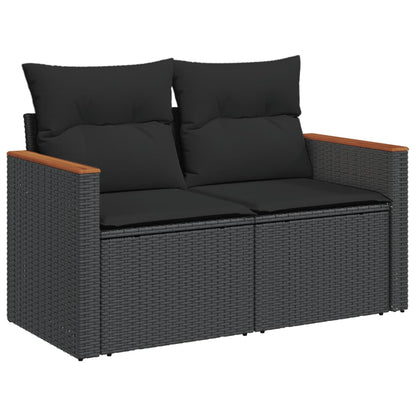 Set Divano da Giardino 6 pz con Cuscini Nero in Polyrattan - homemem39