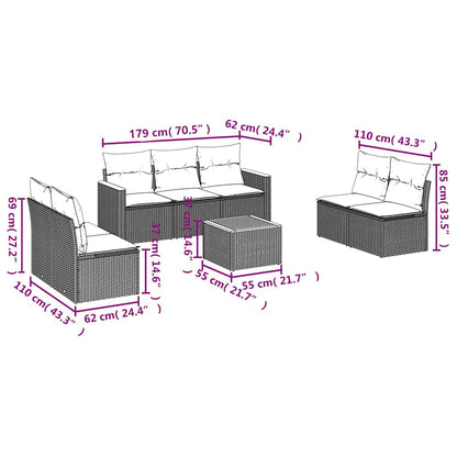 Set Divani da Giardino con Cuscini 8 pz Nero in Polyrattan | homemem39
