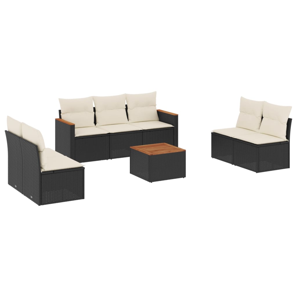 Set Divani da Giardino con Cuscini 8 pz Nero in Polyrattan | homemem39