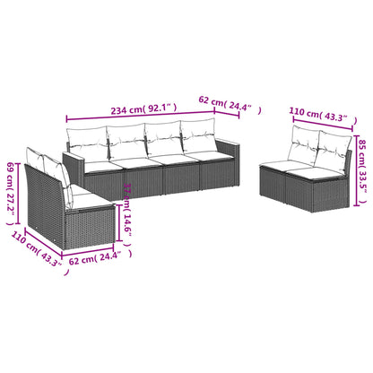 Set Divani da Giardino con Cuscini 8 pz Nero in Polyrattan | homemem39