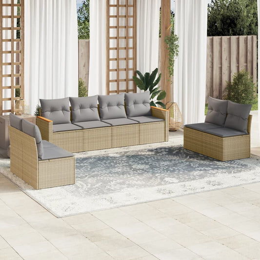 Set Divano da Giardino 8 pz con Cuscini Beige Misto Polyrattan - homemem39