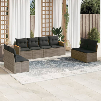 Set Divano da Giardino 8 pz con Cuscini Grigio in Polyrattan - homemem39