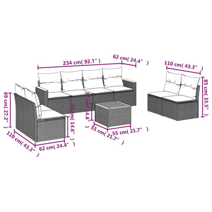 Set Divani da Giardino 9 pz con Cuscini Nero in Polyrattan | homemem39