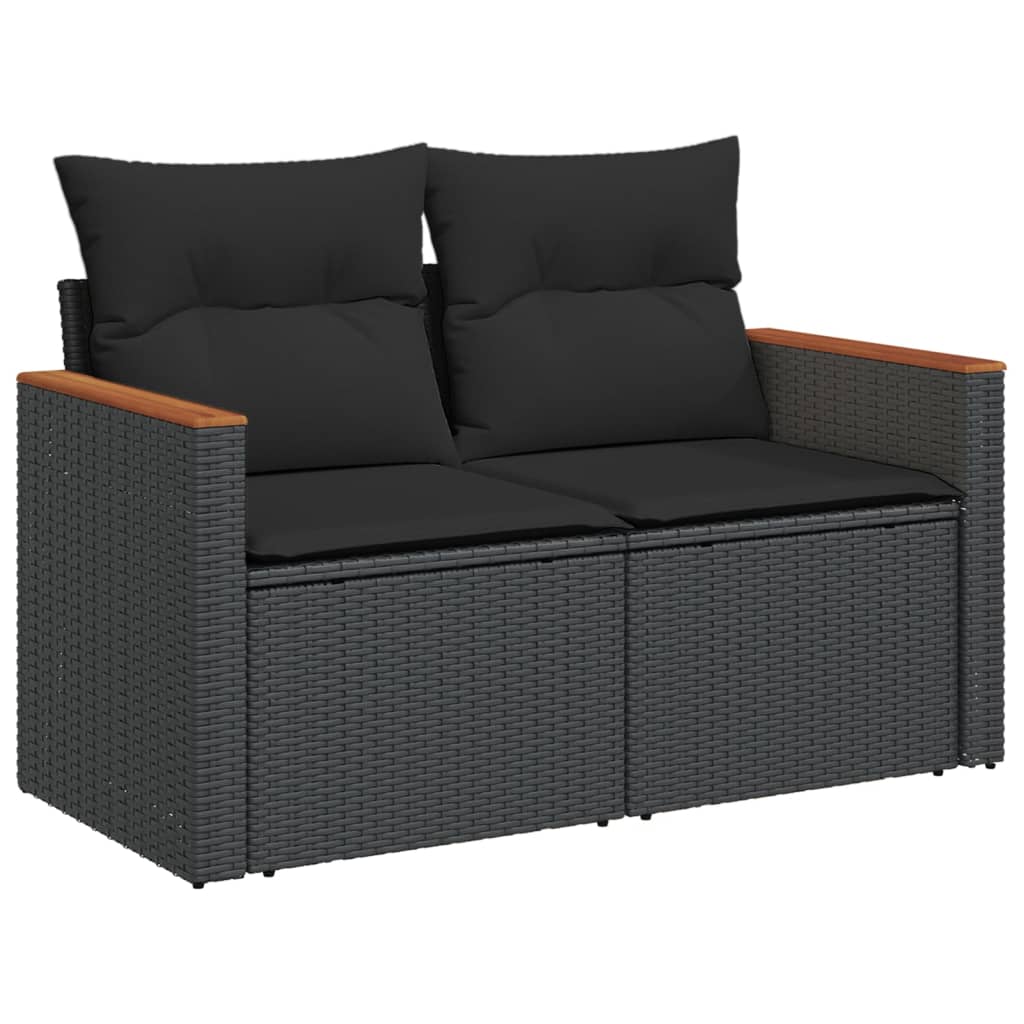 Set Divani da Giardino 4 pz con Cuscini Nero in Polyrattan - homemem39