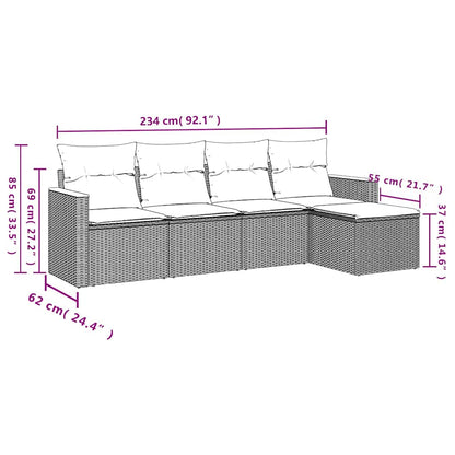 Set Divani da Giardino 5 pz con Cuscini in Polyrattan Nero | homemem39