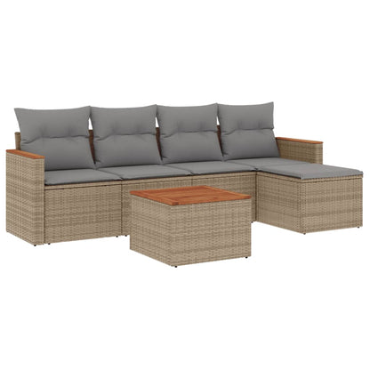 Set Divano da Giardino 6 pz con Cuscini Beige Misto Polyrattan - homemem39