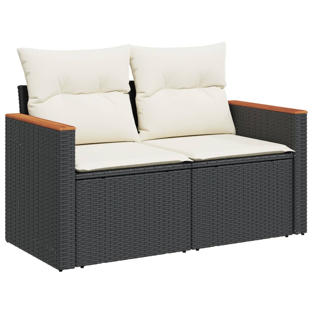 Set Divani da Giardino 4 pz con Cuscini Nero in Polyrattan | homemem39