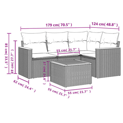 Set Divani da Giardino 5 pz con Cuscini in Polyrattan Nero | homemem39