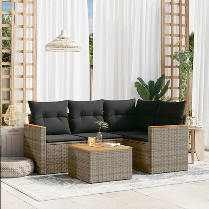 Set Divano da Giardino 5 pz con Cuscini Grigio in Polyrattan - homemem39