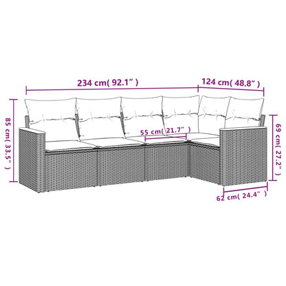 Set Divani da Giardino 5 pz con Cuscini in Polyrattan Nero | homemem39