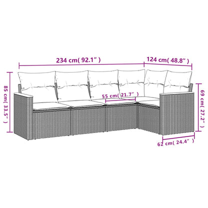 Set Divano da Giardino 5 pz con Cuscini Grigio in Polyrattan | homemem39
