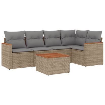 Set Divano da Giardino 6 pz con Cuscini Beige Misto Polyrattan - homemem39