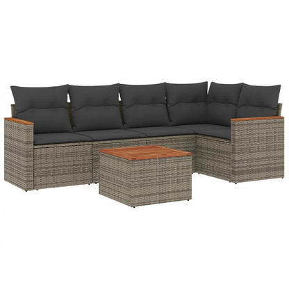 Set Divano da Giardino 6 pz con Cuscini Grigio in Polyrattan - homemem39