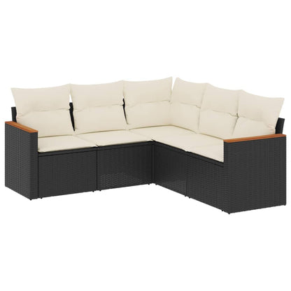 Set Divani da Giardino 5 pz con Cuscini in Polyrattan Nero - homemem39