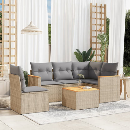 Set Divano da Giardino 6 pz con Cuscini Beige Misto Polyrattan - homemem39
