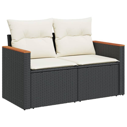 Set Divano da Giardino 6 pz con Cuscini Nero in Polyrattan | homemem39