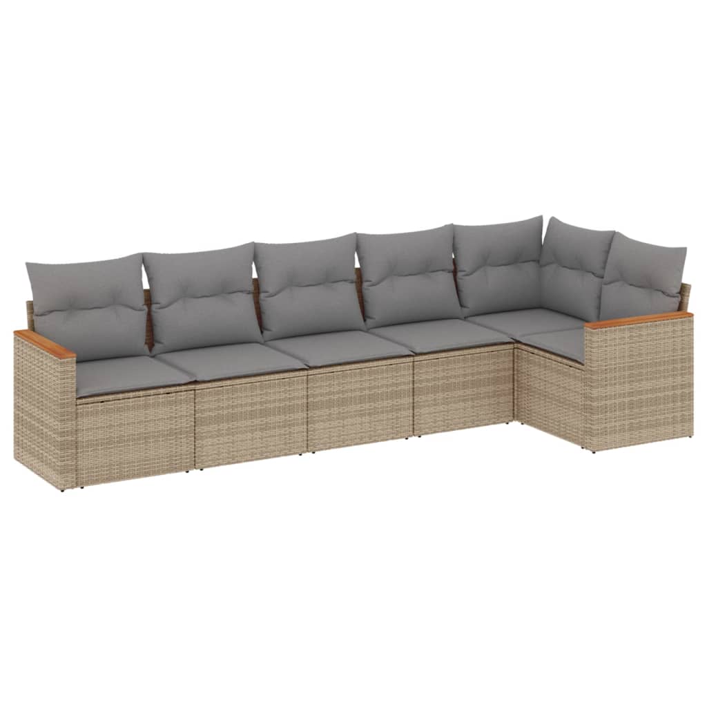 Set Divano da Giardino 6 pz con Cuscini Beige Misto Polyrattan | homemem39